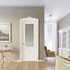 Межкомнатная дверь из серии Вернисаж (Шпон и Эмаль) модель Л70-В Ral 7035, Ral 9010, Белый