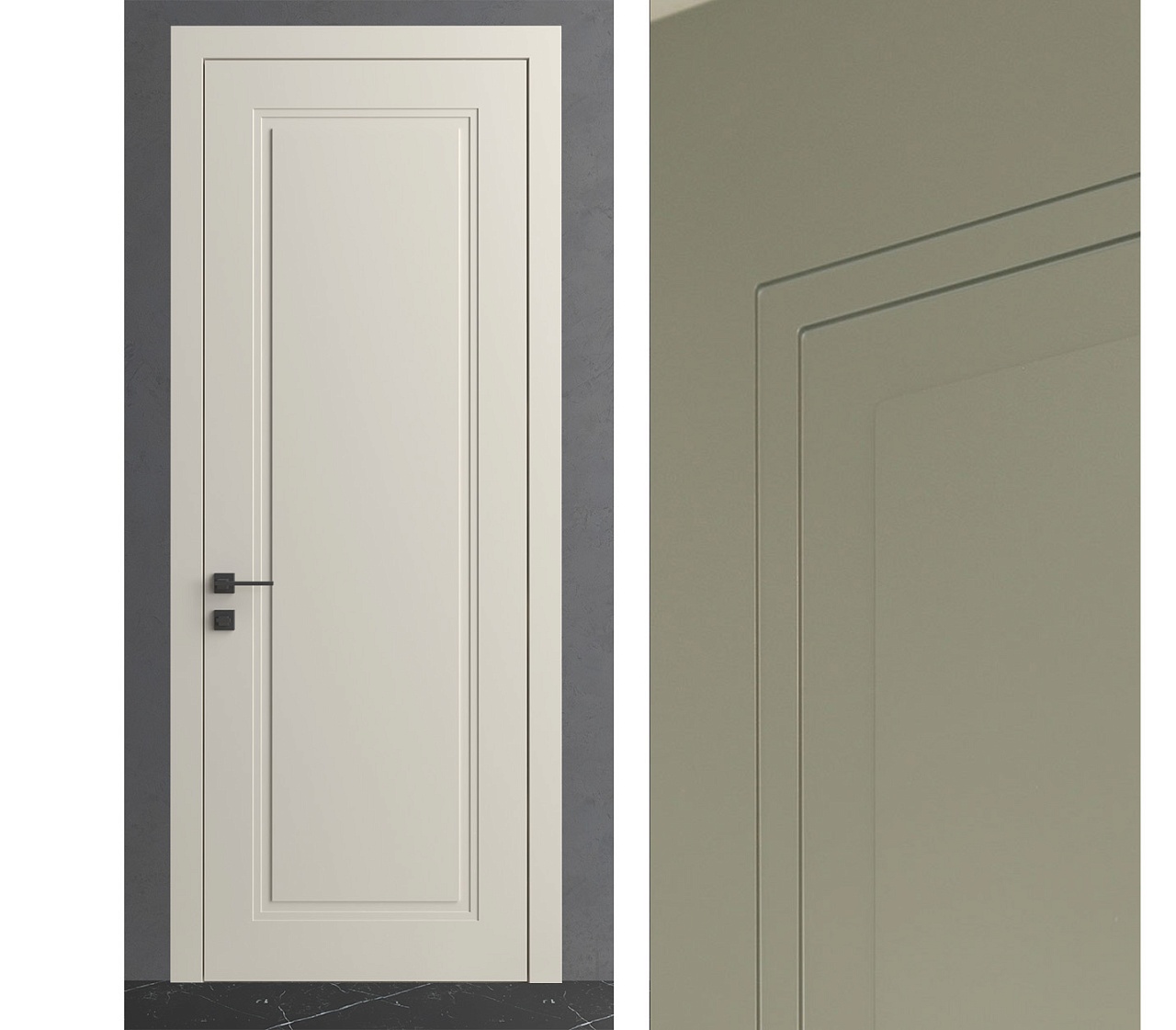 Межкомнатная дверь из серии Комфорт (Шпон и Эмаль) модель Л81 Ral 7035, Ral 9010, Белый