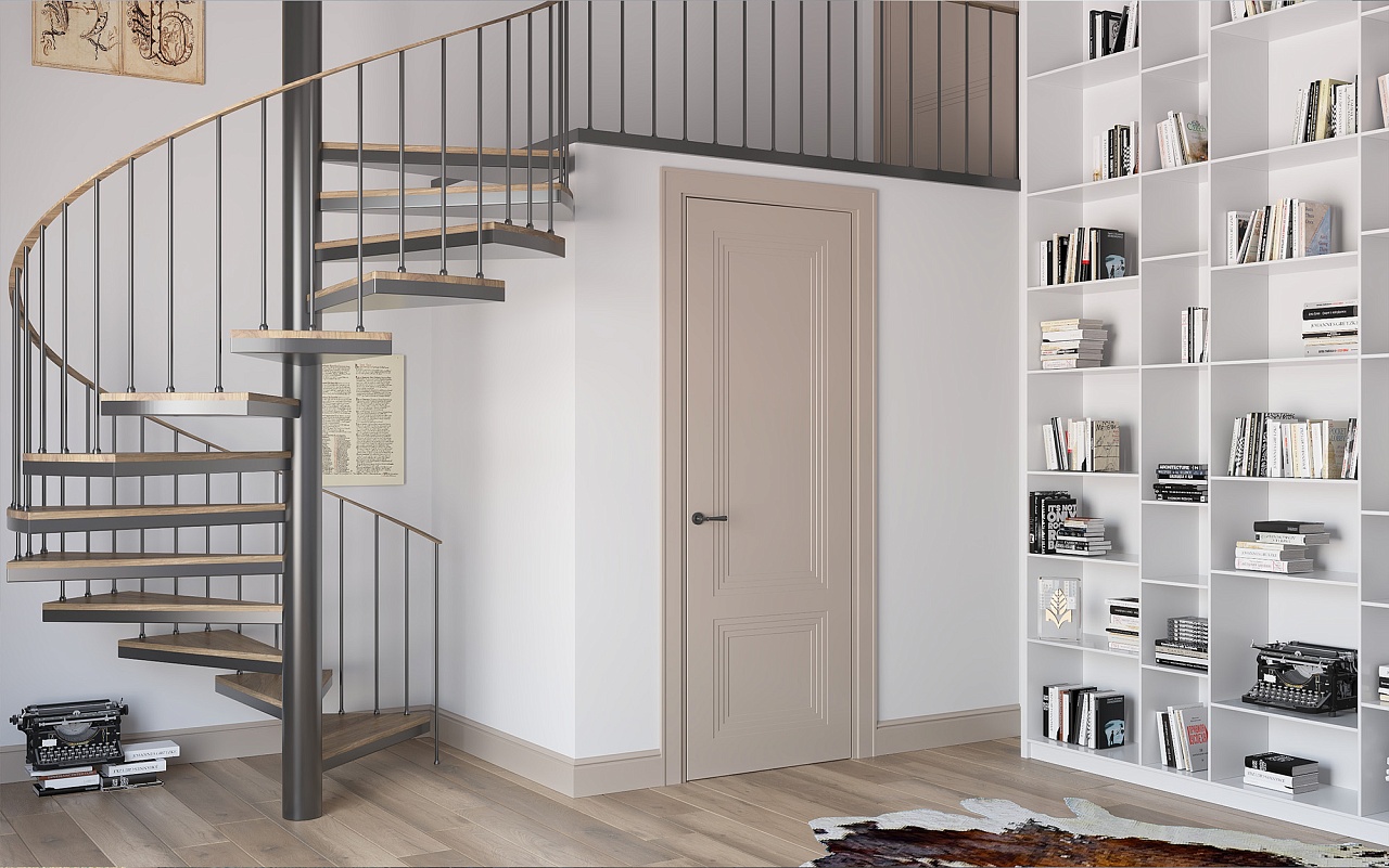 Межкомнатная дверь из серии Комфорт (Шпон и Эмаль) модель Л96 Белый, Ral 9010, Ral 7035