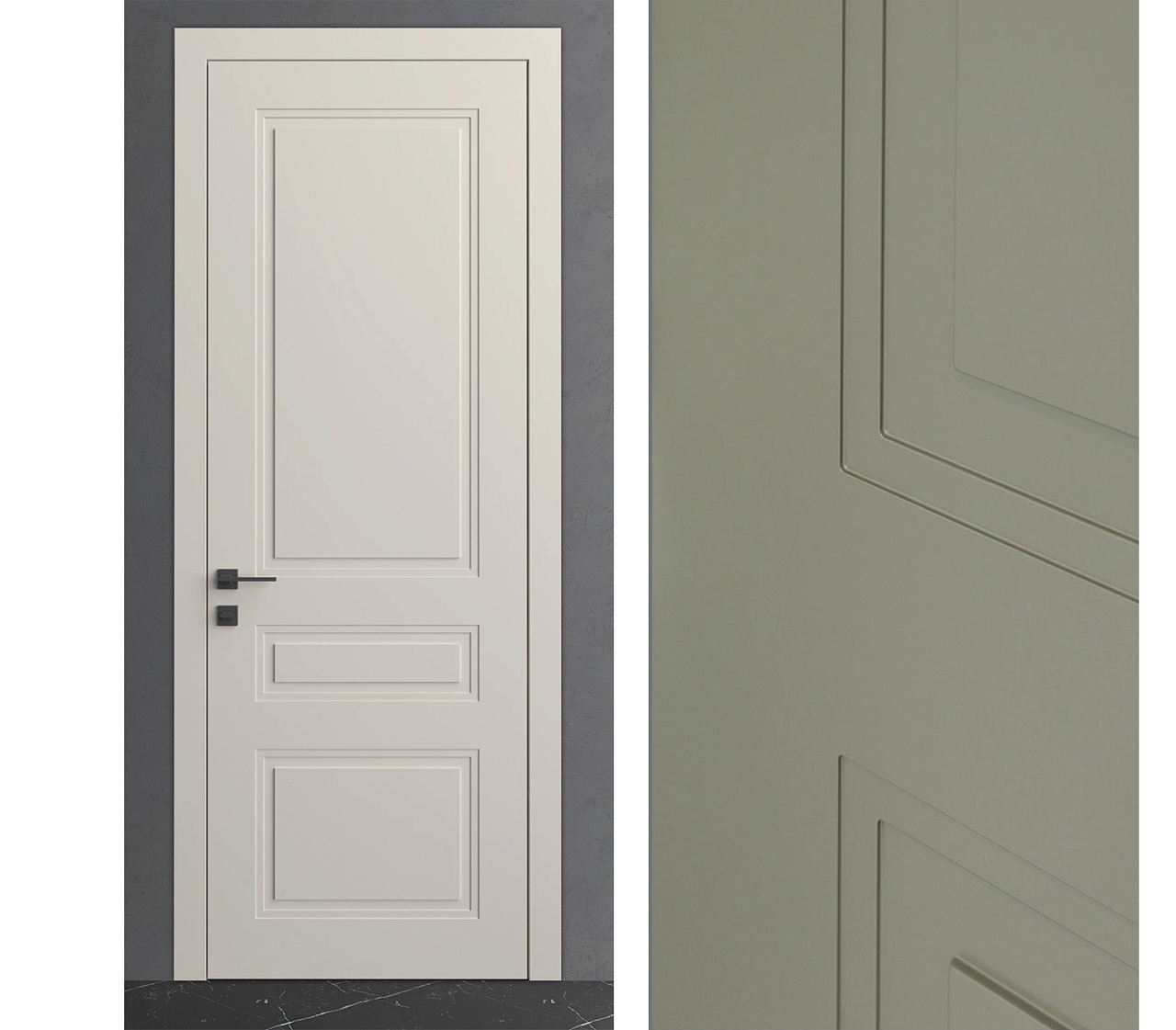 Межкомнатная дверь из серии Комфорт (Шпон и Эмаль) модель Л83 Ral 7035, Ral 9010, Белый