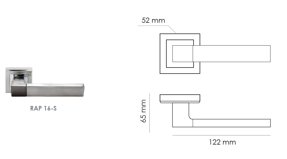 Фото дверной ручки модель RAP 16-S от RUCETTI