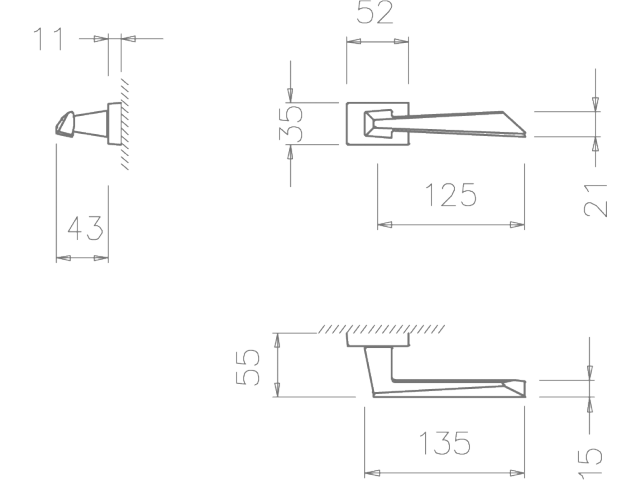 Фото дверной ручки модель 2731 RT от TUPAI