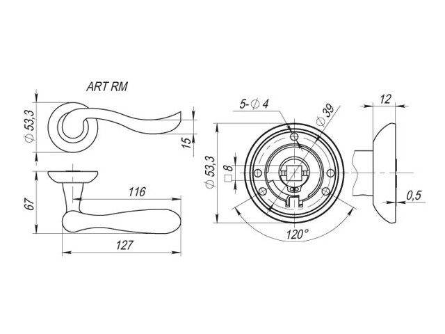 Фото дверной ручки модель ART от FUARO