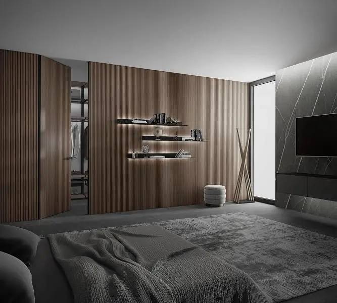 купить стеновые панели с линейной вертикальной фрезеровкой на натуральном шпоне