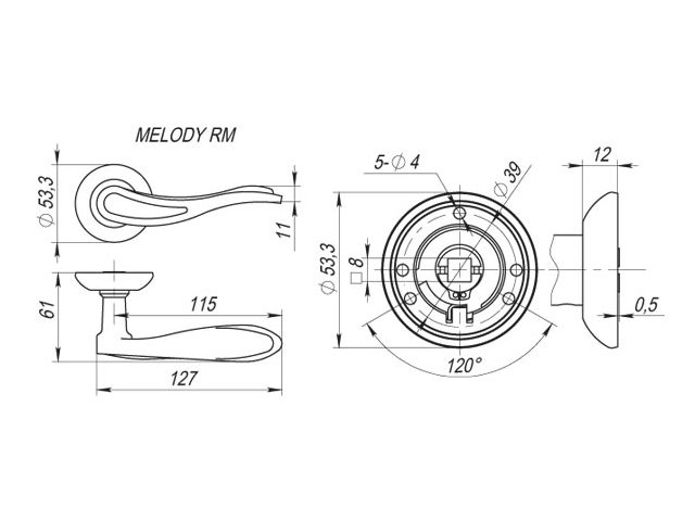 Фото дверной ручки модель MELODY от FUARO