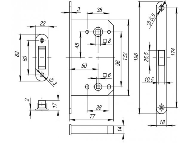 Фото дверной защёлки модель M96 от FUARO