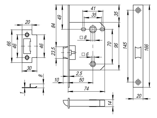 Фото дверной защёлки модель P72 от FUARO