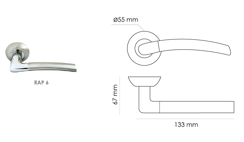 Фото дверной ручки модель RAP 6 от RUCETTI