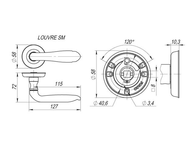 Фото дверной ручки модель LOUVRE от FUARO