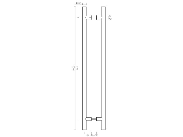 Фото дверной ручки модель PH-22-25/825-INOX от FUARO