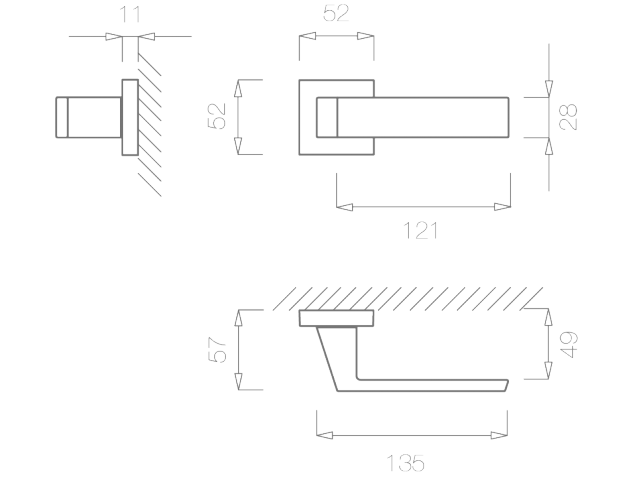 Фото дверной ручки модель 3033 Q от TUPAI