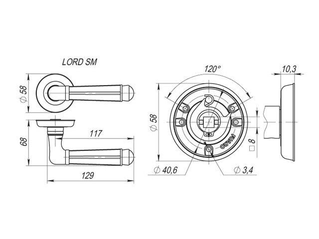 Фото дверной ручки модель LORD от FUARO