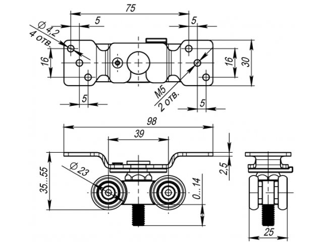 Фото раздвижной системы модель Комплект роликов для раздвижных дверей DIY COMFORT 60/4 KIT от ARMADILLO