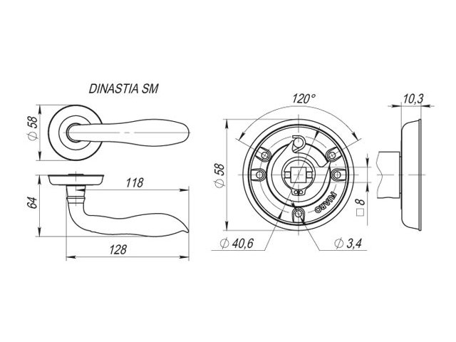 Фото дверной ручки модель DINASTIA от FUARO
