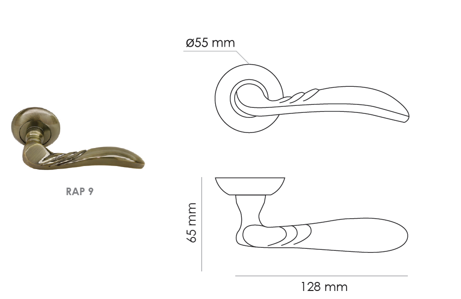 Фото дверной ручки модель RAP 9 от RUCETTI