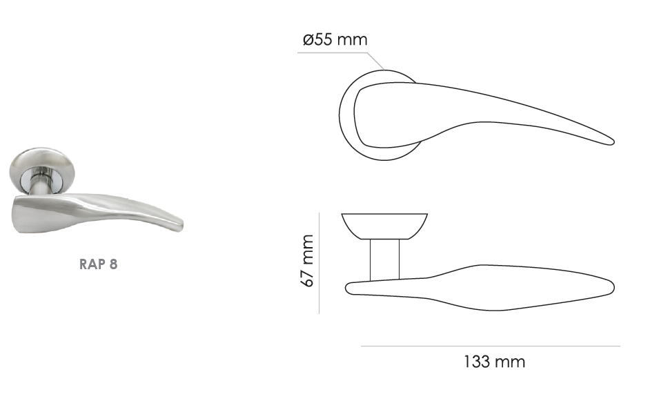Фото дверной ручки модель RAP 8 от RUCETTI
