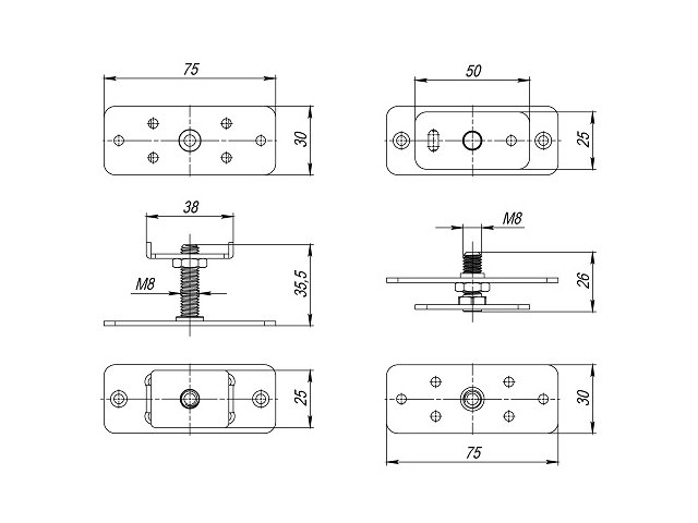 Фото раздвижной системы модель Комплект монтажных пластин для стационарного полотна COMFORT-PRO/TELESCOPE  от ARMADILLO