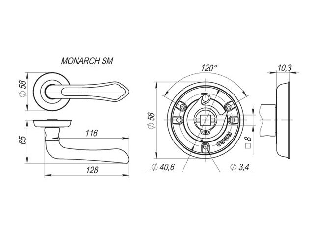 Фото дверной ручки модель MONARCH от FUARO