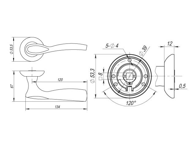 Фото дверной ручки модель ARIA от FUARO