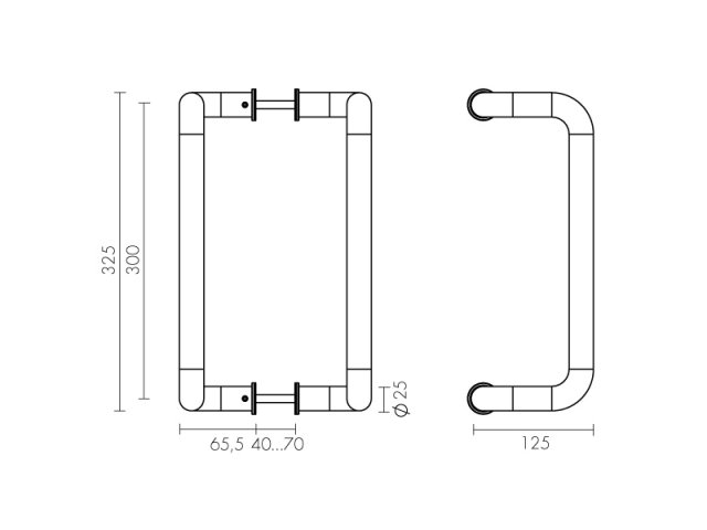 Фото дверной ручки модель PH-25-25/300-INOX от FUARO