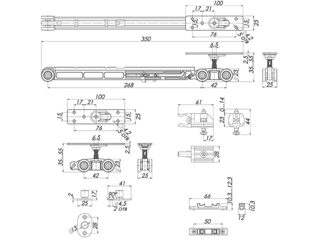 Фото раздвижной системы модель Комплект для раздвижных дверей COMFORT - PRO SET 3 от ARMADILLO