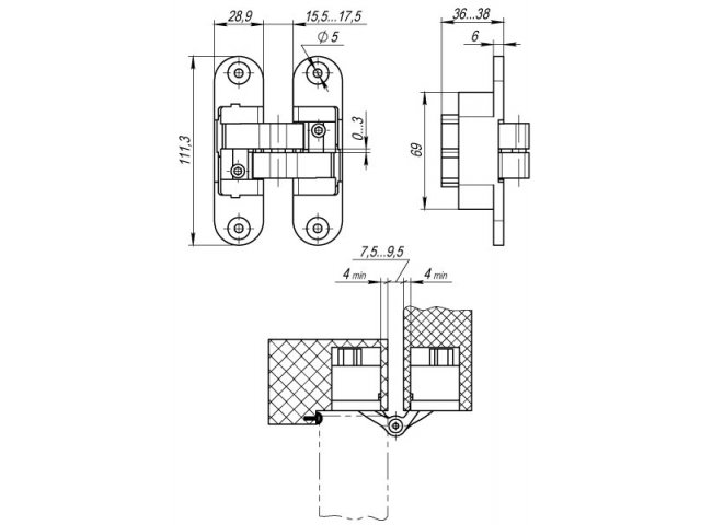 Купить дверную петлю ARCHITECT 3D-ACH 60 ЛЕВ. в Минске
