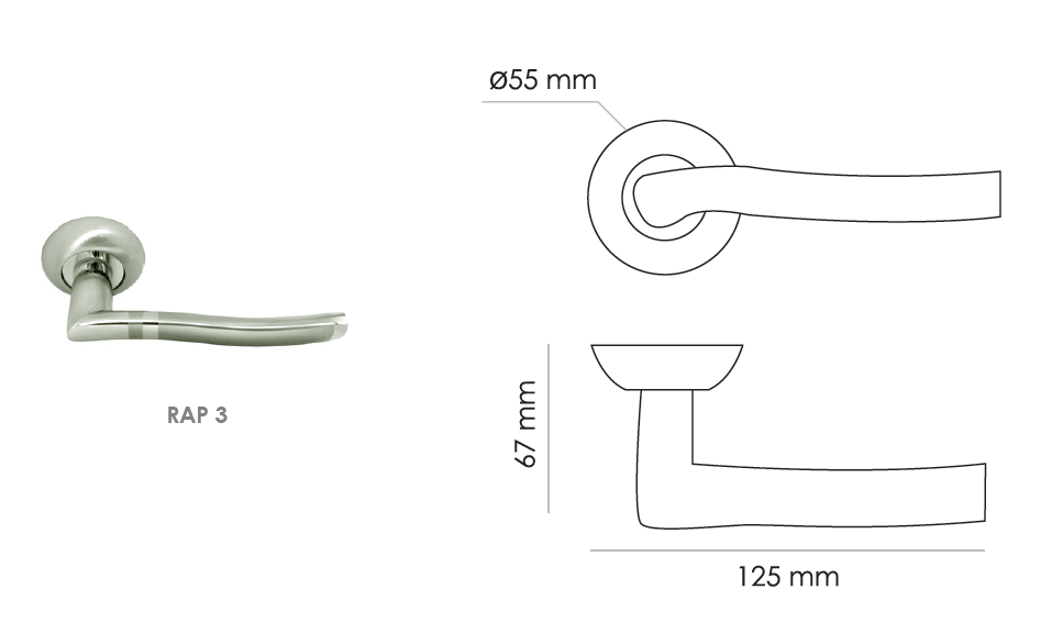 Фото дверной ручки модель RAP 3 от RUCETTI