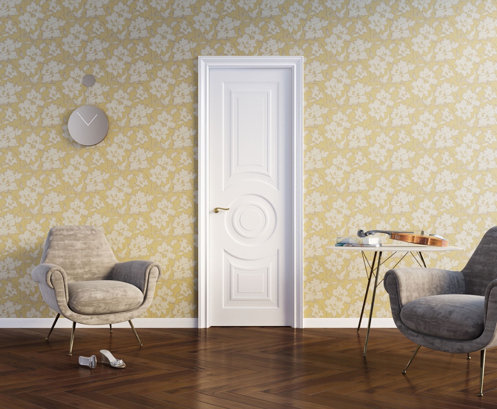 Межкомнатная дверь из Камея (Эмаль) модель ЛН73 Белый, Ral 7035, Ral 9010