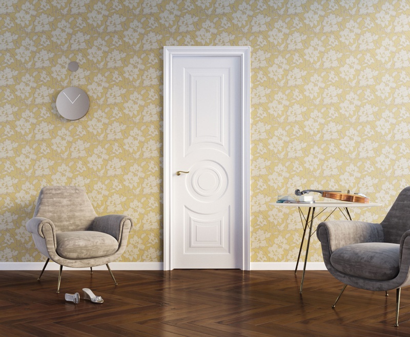 Межкомнатная дверь из серии Камея (Эмаль) модель ЛН73 Белый, Ral 7035, Ral 9010