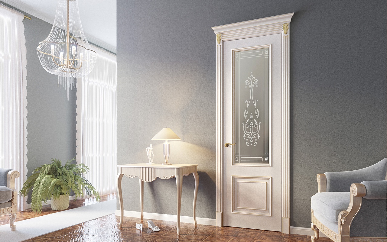 Межкомнатная дверь из серии Вернисаж (Шпон и Эмаль) модель ЛШ41-В Ral 9010