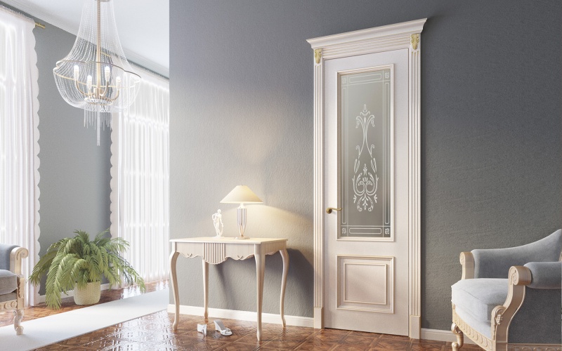 Межкомнатная дверь из серии Вернисаж (Шпон и Эмаль) модель ЛШ41-В Ral 9010