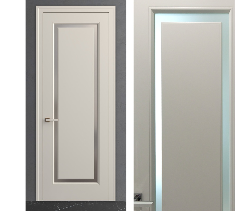 Межкомнатная дверь из REMIX (Эмаль) модель RM032 Ral 9010, Белый, Ral 7035