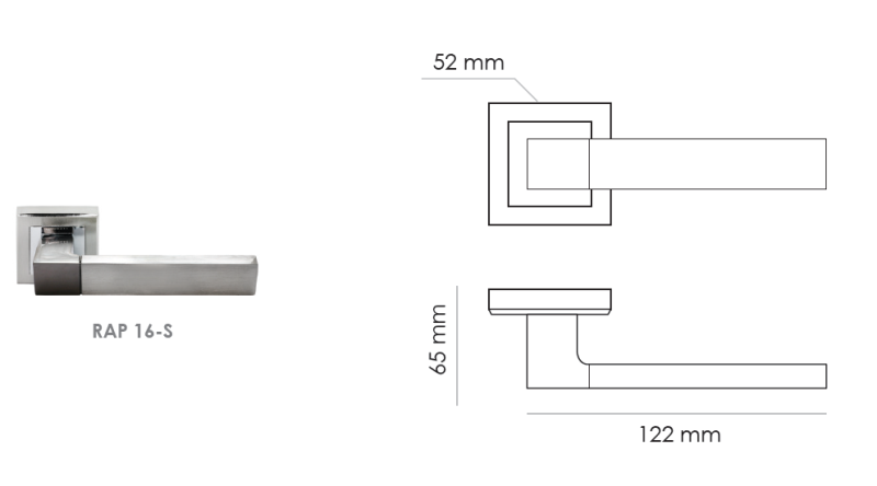 Фото дверной ручки модель RAP 16-S от RUCETTI