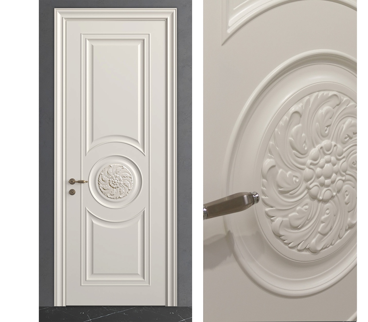 Межкомнатная дверь из серии Вернисаж (Шпон и Эмаль) модель Л50 Белый