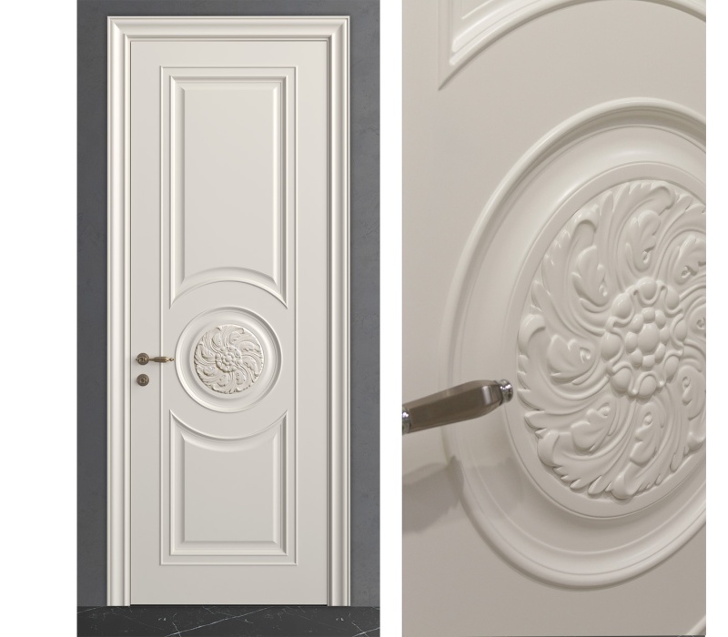 Межкомнатная дверь из серии Вернисаж (Шпон и Эмаль) модель Л50 Белый