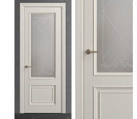 Межкомнатная дверь из серии Вернисаж (Шпон и Эмаль) модель Л41-В Ral 7035, Ral 9010, Белый, Ясень с открытой структурой, Ясень со скрытой структурой