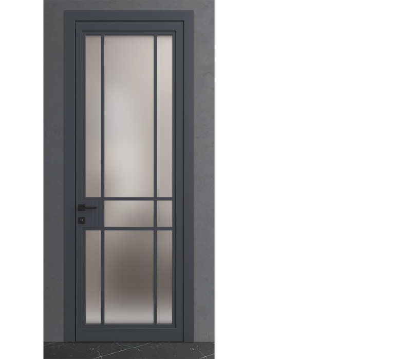 Межкомнатная дверь из серии Рифма (Эмаль) модель RF10 Кожа чёрная