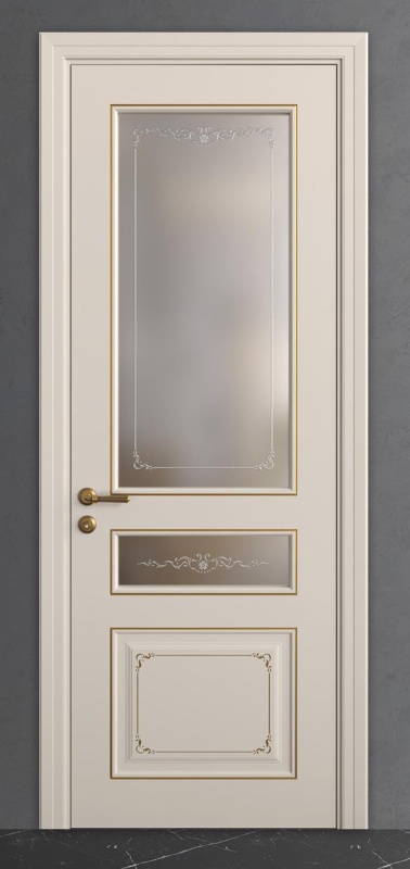 Межкомнатная дверь из Камея (Эмаль) модель ЛЧ53-С2 Ral 7035, Ral 9010, Белый