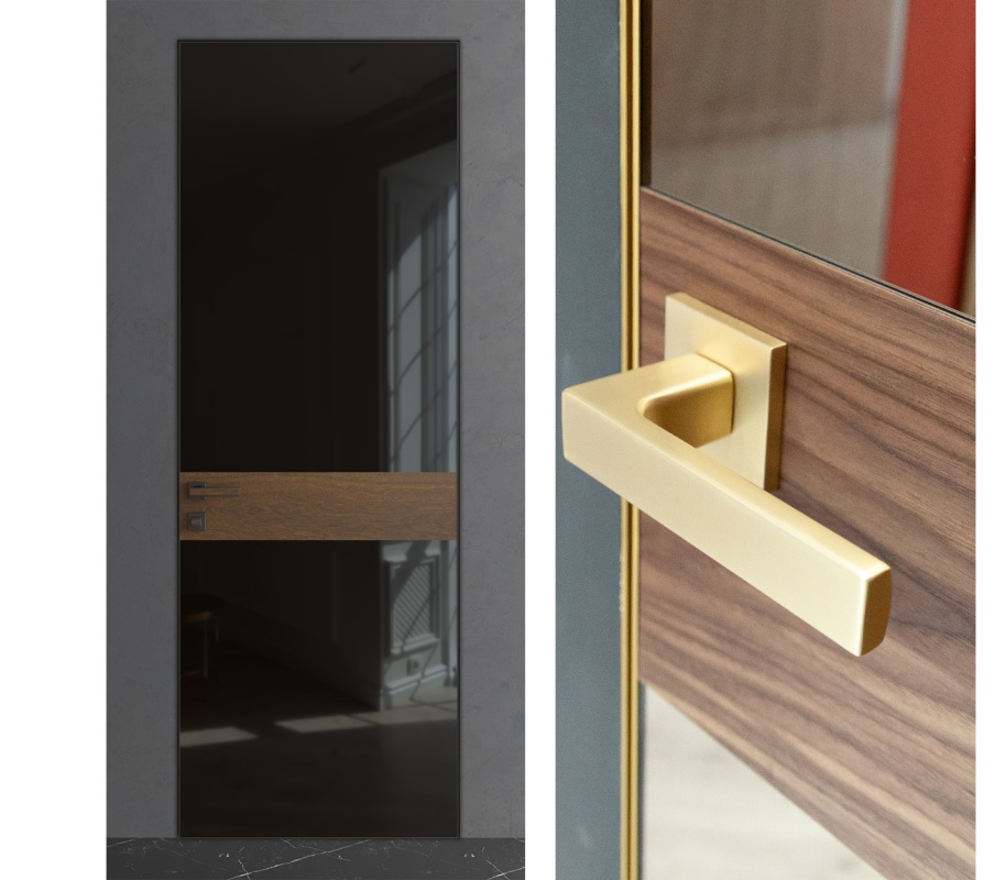 Стеклянная дверь из серии «Мираж» модель MR3 с компланарным наличником