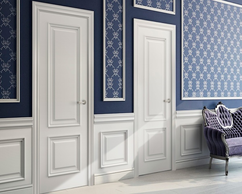 Межкомнатная дверь из серии Вернисаж (Шпон и Эмаль) модель Л44 Белый