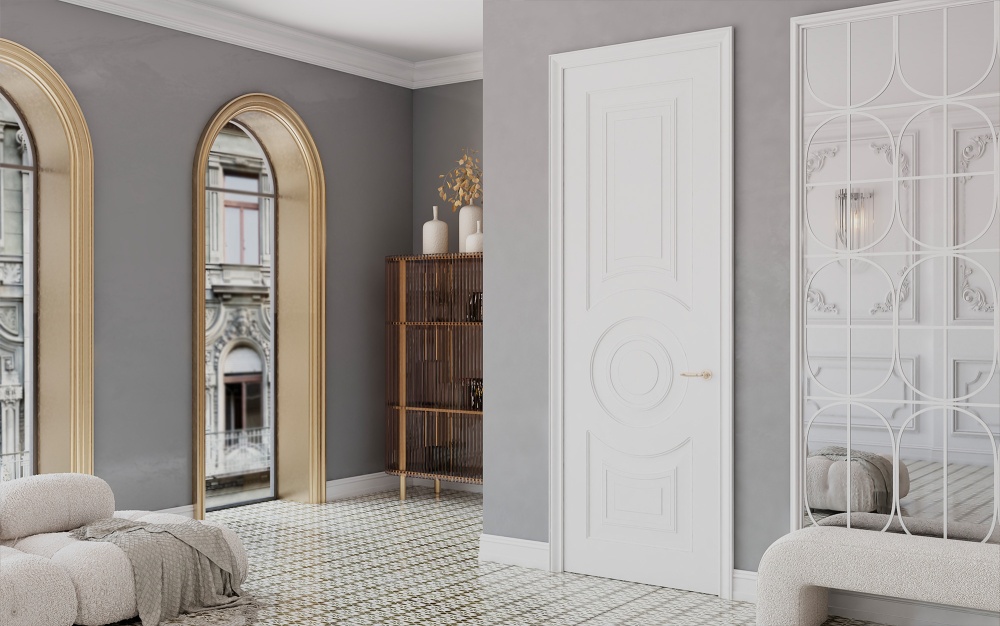 Межкомнатная дверь из Камея (Эмаль) модель ЛН73 Белый, Ral 7035, Ral 9010