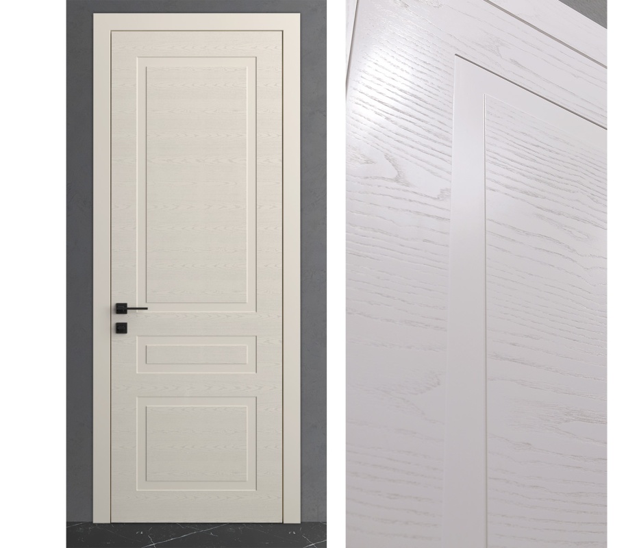 Межкомнатная дверь из серии Комфорт (Шпон и Эмаль) модель ЛШ73 Ясень с открытой структурой, Ясень со скрытой структурой