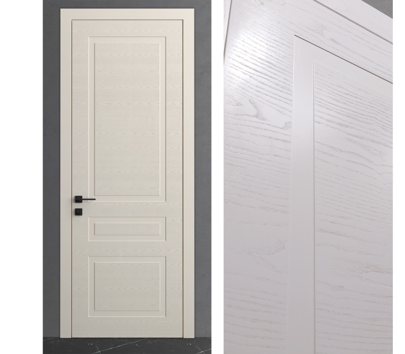 Межкомнатная дверь из серии Комфорт (Шпон и Эмаль) модель ЛШ73 Ясень с открытой структурой, Ясень со скрытой структурой