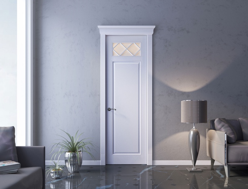 Межкомнатная дверь из серии Камея (Эмаль) модель ЛН21 Ral 7035, Ral 9010, Белый