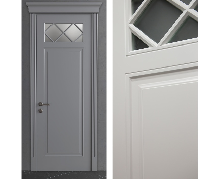 Межкомнатная дверь из серии Камея (Эмаль) модель ЛН21 Ral 7035, Ral 9010, Белый