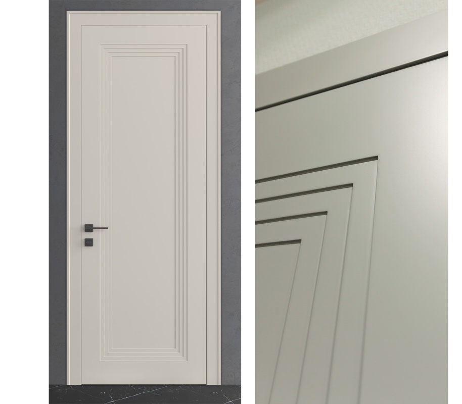 Межкомнатная дверь из серии Комфорт (Шпон и Эмаль) модель Л95 Белый, Ral 7035, Ral 9010