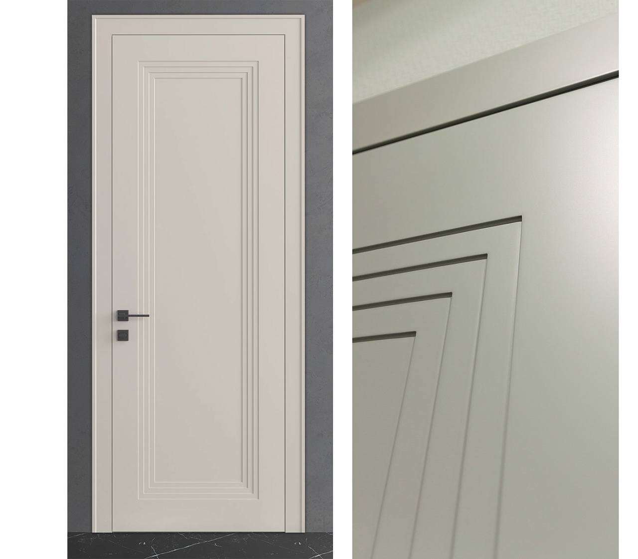 Межкомнатная дверь из серии Комфорт (Шпон и Эмаль) модель Л95 Белый, Ral 7035, Ral 9010