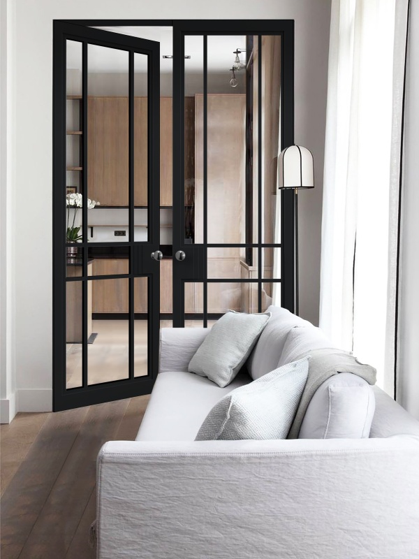 Межкомнатная дверь из Рифма (Эмаль) модель RF10 Кожа чёрная