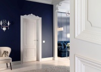 Межкомнатная дверь из серии Вернисаж (Шпон и Эмаль) модель Л70 Ral 7035, Ral 9010, Белый