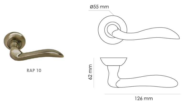 Фото дверной ручки модель RAP 10 от RUCETTI